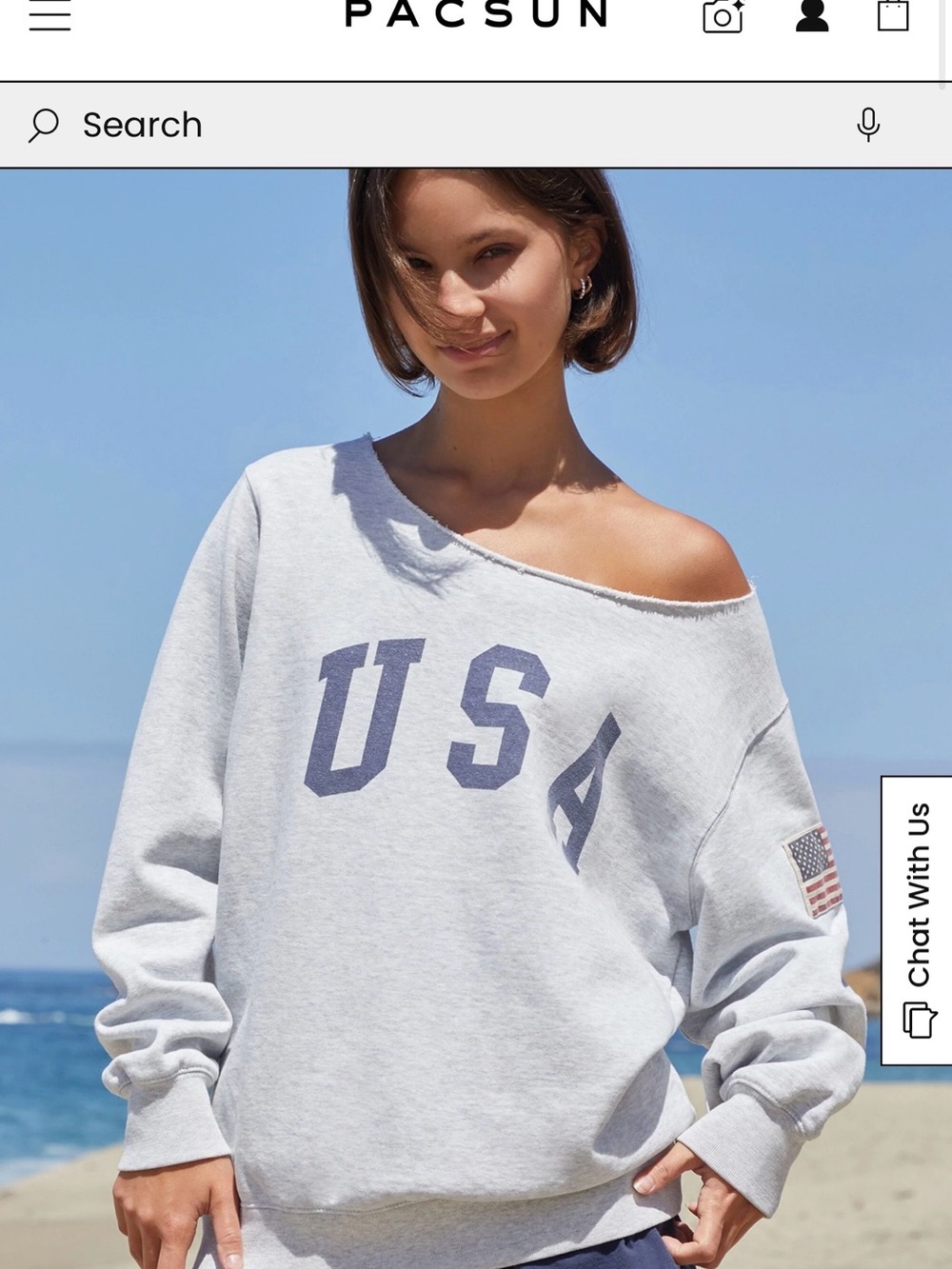 PAC SUN USA Flag Gray Sweatshirt